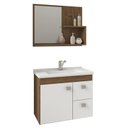 Ver imagem 1 de Gabinete de Banheiro com Cuba e Espelheira Hortencia 55cm Amendoa/branco - Mgm