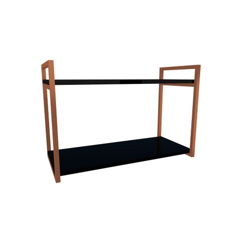 Nicho Industrial 2 Prateleiras Bahamas Ferro Cobre Tampo Preto 60cm