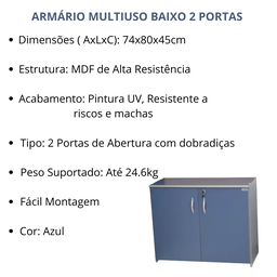 Armário para Escritório Baixo 2 Portas com Chave Multiuso - 3