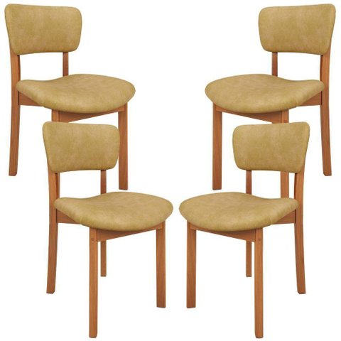 Kit 04 Cadeiras para Sala de Jantar Cozinha Living Estofada Dara L02 Couríssimo Fendi - Lyam Decor
