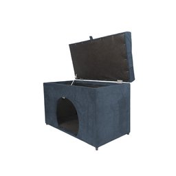 Puff Pet Baú Estofado para Cachorro e Gato - Cinza Escuro - 2