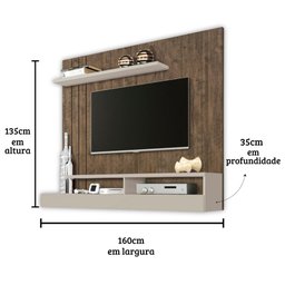 Home Suspenso Aquarius Cor:canela Off White - Painel Tv Mizza Decor - 3