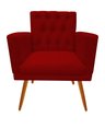 Ver imagem 3 de Kit Namoradeira + 1 Poltrona Decorativa Nina Capitonê + Puff Redondo Suede Vermelho Pés Madeira Ms D