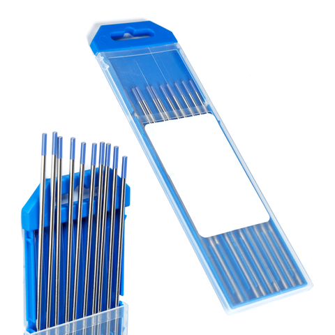 10 Peças Eletrodo Tungstênio 2,4mm Ponta Azul 2% Lantânio Solda Tig Inox