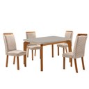 Ver imagem 2 de Mesa de Jantar Liz 120cm Tampo MDF Vidro Canto Copo com 4 Cadeiras Lorena