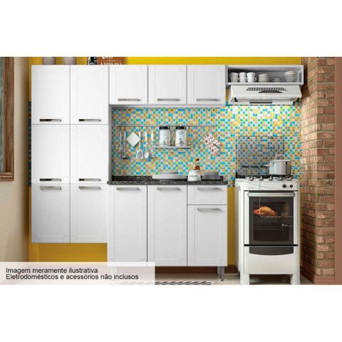 Cozinha Completa Múltipla 4 Peças (2 Armários + 1 Balcão + 1 Paneleiro) C4P75 Branco - Bertolini