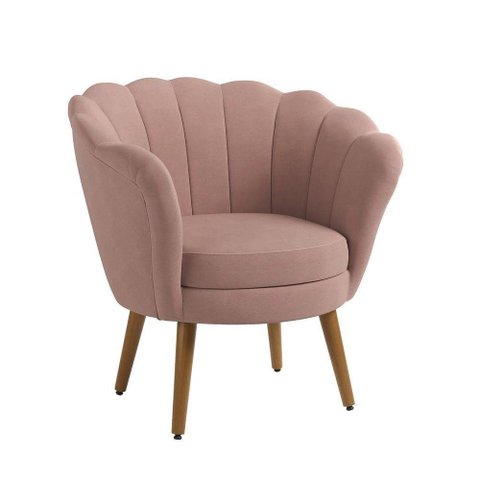 Poltrona Pétala Sala de Estar Escritório Consultório Recepção Suede Rose Gold - D House Decor