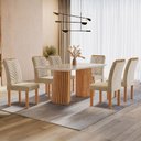 Ver imagem 1 de Sala de Jantar Mesa Nevada Tampo Smart Plus com Vidro 160x90 e 6 Cadeiras Cancun