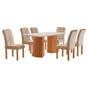 Ver imagem 2 de Sala de Jantar Mesa Nevada Tampo Smart Plus com Vidro 160x90 e 6 Cadeiras Cancun
