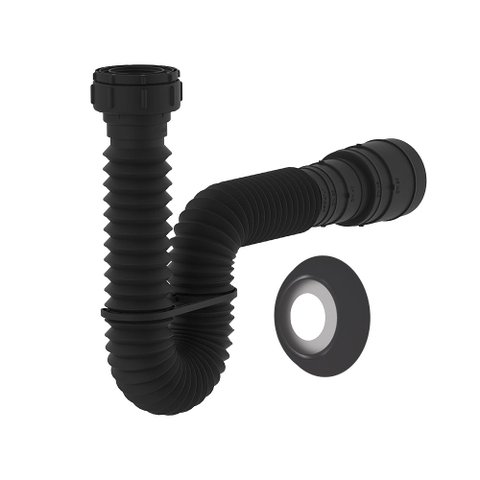 Sifão Tubo Extensivo Preto c/Suporte e Canopla Censi
