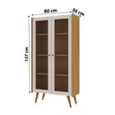 Ver imagem 3 de Cristaleira com 2 Portas de Vidro 80cm Pés Madeira 100% Mdf Cor:cinamomo com White Laca