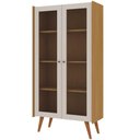 Ver imagem 2 de Cristaleira com 2 Portas de Vidro 80cm Pés Madeira 100% Mdf Cor:cinamomo com White Laca