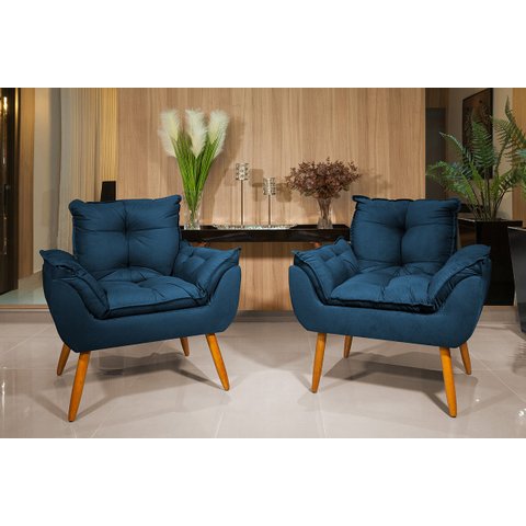 Kit 2 Poltronas Opala:azul-marinho