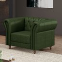 Ver imagem 1 de Poltrona Decorativa Sala de Estar Stanford Chesterfield Pés de Madeira Couro Verde Manchado G58 - Gr