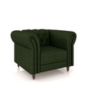 Ver imagem 2 de Poltrona Decorativa Sala de Estar Stanford Chesterfield Pés de Madeira Couro Verde Manchado G58 - Gr