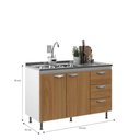 Ver imagem 2 de Balcão de Cozinha Carolina sem Pia e Tampo 2 Portas 3 Gavetas - Branco / Cinnamomo