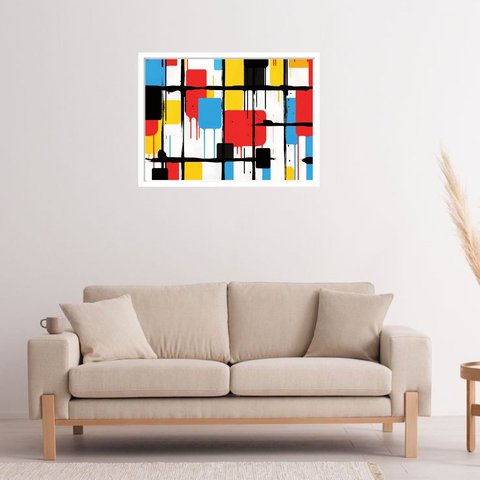 Quadro Decorativo Cubos Geométrico Abstrato - 50x70cm:moldura Branca