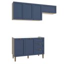 Ver imagem 2 de Cozinha Modulada Aurora 190cm Clássico Conjunto Provençal Cor:Branco com Azul