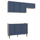 Ver imagem 2 de Cozinha Modulada Aurora 190cm Clássico Conjunto Provençal Cor:branco com Azul