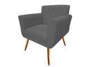 Ver imagem 3 de Kit Namoradeira + 1 Poltrona Decorativa Sabrina Suede Cinza Pés Madeira Mz Decor