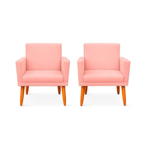 Kit 2 Poltrona Cadeira para Sala Confortável e Minimalista Paris em Suede