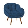 Poltrona Decorativa Ágata Prime Veludo Azul Marinho Base Fixa em Madeira Maciça - 2