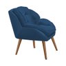 Poltrona Decorativa Ágata Prime Veludo Azul Marinho Base Fixa em Madeira Maciça - 3