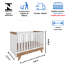 Quarto Bebê Completo Berço Mini Cama E Cômoda Retrô Peroba - Branco Brilho com Carvalho - 4