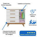 Ver imagem 6 de Quarto Bebê Completo Berço Mini Cama E Cômoda Retrô Peroba - Branco Brilho com Carvalho