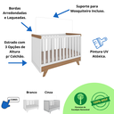 Ver imagem 2 de Quarto Bebê Completo Berço Mini Cama E Cômoda Retrô Peroba - Branco Brilho com Carvalho