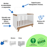 Quarto Bebê Completo Berço Mini Cama E Cômoda Retrô Peroba - Branco Brilho com Carvalho - 2