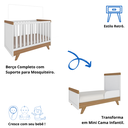 Ver imagem 3 de Quarto Bebê Completo Berço Mini Cama E Cômoda Retrô Peroba - Branco Brilho com Carvalho