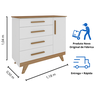 Quarto Bebê Completo Berço Mini Cama E Cômoda Retrô Peroba - Branco Brilho com Carvalho - 7