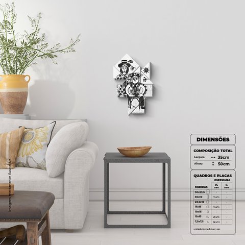 Lampião e Maria Bonita - Quadro ou Placa Decorativa com 8 Peças É Decoração Quadros e Placas Decorat