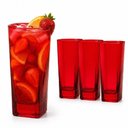 Ver imagem 1 de Conjunto 3 Copos Vidro Vermelho 315ml para Suco Agua Refrigerante Drink Coquetel Mesa Posta Cozinha