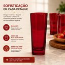 Ver imagem 3 de Conjunto 3 Copos Vidro Vermelho 315ml para Suco Agua Refrigerante Drink Coquetel Mesa Posta Cozinha