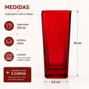 Ver imagem 7 de Conjunto 3 Copos Vidro Vermelho 315ml para Suco Agua Refrigerante Drink Coquetel Mesa Posta Cozinha