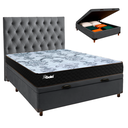 Ver imagem 1 de Conjunto Cama Box Bau Blindado Casal + Colchão Molas Ensacadas Life Gold Paropas + Cabeceira