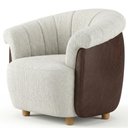 Ver imagem 1 de Poltrona Decorativa Alce Pes Madeira Boucle e Courino Tce 1010 Tcs 721 Moll