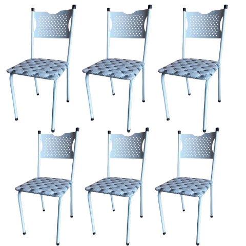 Kit 6 Cadeira para Cozinha Mc Tubular Almofadada Estrutura Branca com Assento Captone Medcombo