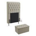 Ver imagem 1 de Kit Cabeceira Estofada Decorativa Cama Box Bellatrix 90 Solteiro Calçadeira Sagitarius Courino Artif