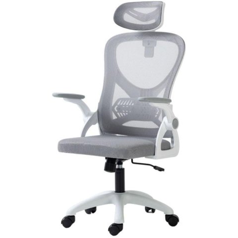 Cadeira Office Columbus Tela Mesh Cinza com Apoio de Cabeça e Base Cinza - 74522