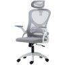 Cadeira Office Columbus Tela Mesh Cinza com Apoio de Cabeça e Base Cinza - 74522 - 1