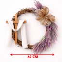 Ver imagem 4 de Guirlanda Cruz Sagrada Flores Decoração Enfeite Páscoa 60cm