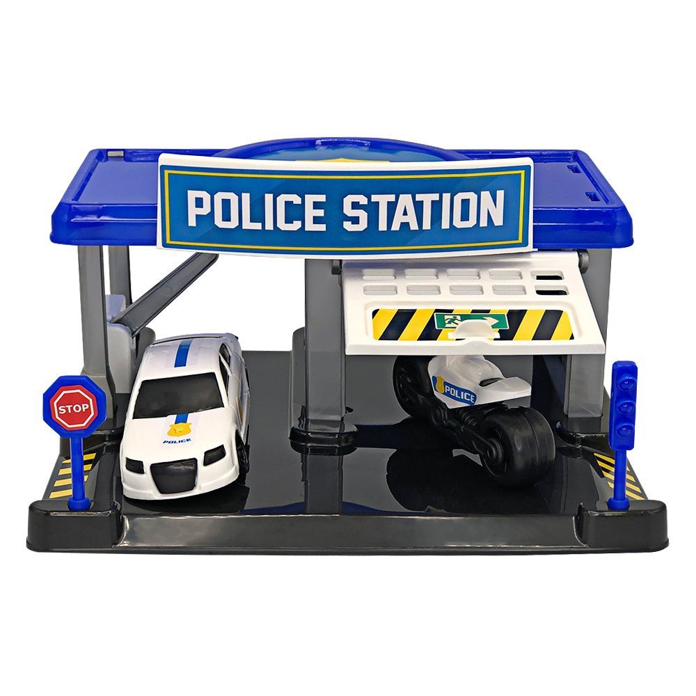 Estação de Policia de Brinquedo com Carro e Moto