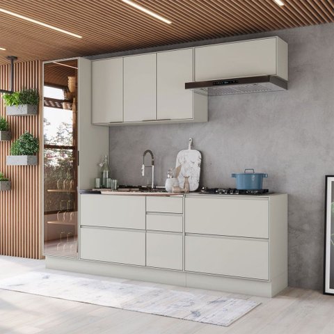 Cozinha Completa Fineze 6 Portas 6 Gavetas com Vidro 100% MDF Areia Hp - Henn