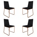 Ver imagem 1 de Kit 4 Cadeiras de Jantar Estofada Lille Base Bronze Veludo Preto - Montanaris Decor