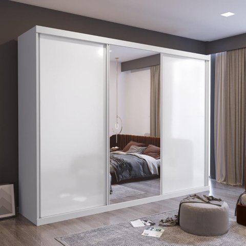 Guarda-Roupa Casal com Espelho 3 Portas e 6 Gavetas Taylor Bom Pastor