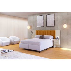 CABECEIRA CASAL RIPADO FLORIDA C/4 GAVETAS -FLEX 1.40-1.60-2.00 -CARMOLAR:OFF-WHITE/NATURALE