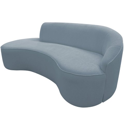 Sofá Curvo 04 Lugares 230cm Eron Braço Esquerdo Bouclé Azul Claro - Nexta Casa